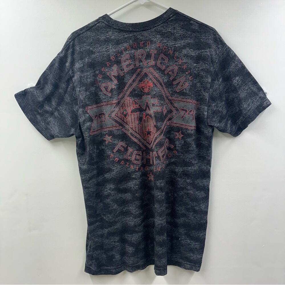 American Fighter T-Shirt Black Gray Cotton Short‎ Sleeve Graphic Tee 2XL